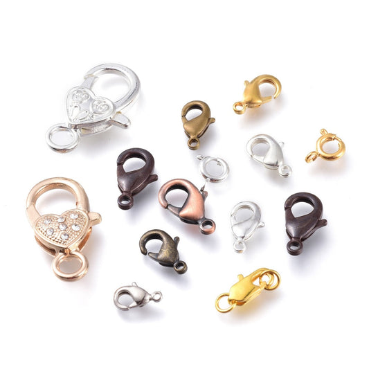 9~27x7~14x4~7mm, Brass Lobster Claw Clasps, Mixed Color - MultiColor / Brass / 50 Pcs