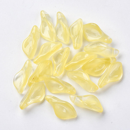 20x10.5x6mm, Transparent Glass Pendants, Petaline, Gold - Yellow / Glass / 10 Pcs