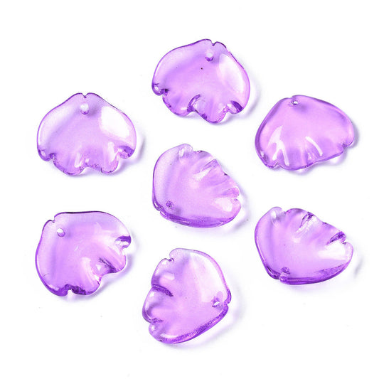 15x18x4mm, Transparent Glass Pendants, Fish Purple - Purple / Glass / 10 Pcs