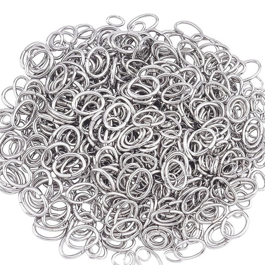 5x4mm Anti Tarnish Rhodium Plated Jump Rings Oval - Silver / 100 Pcs / Brass
