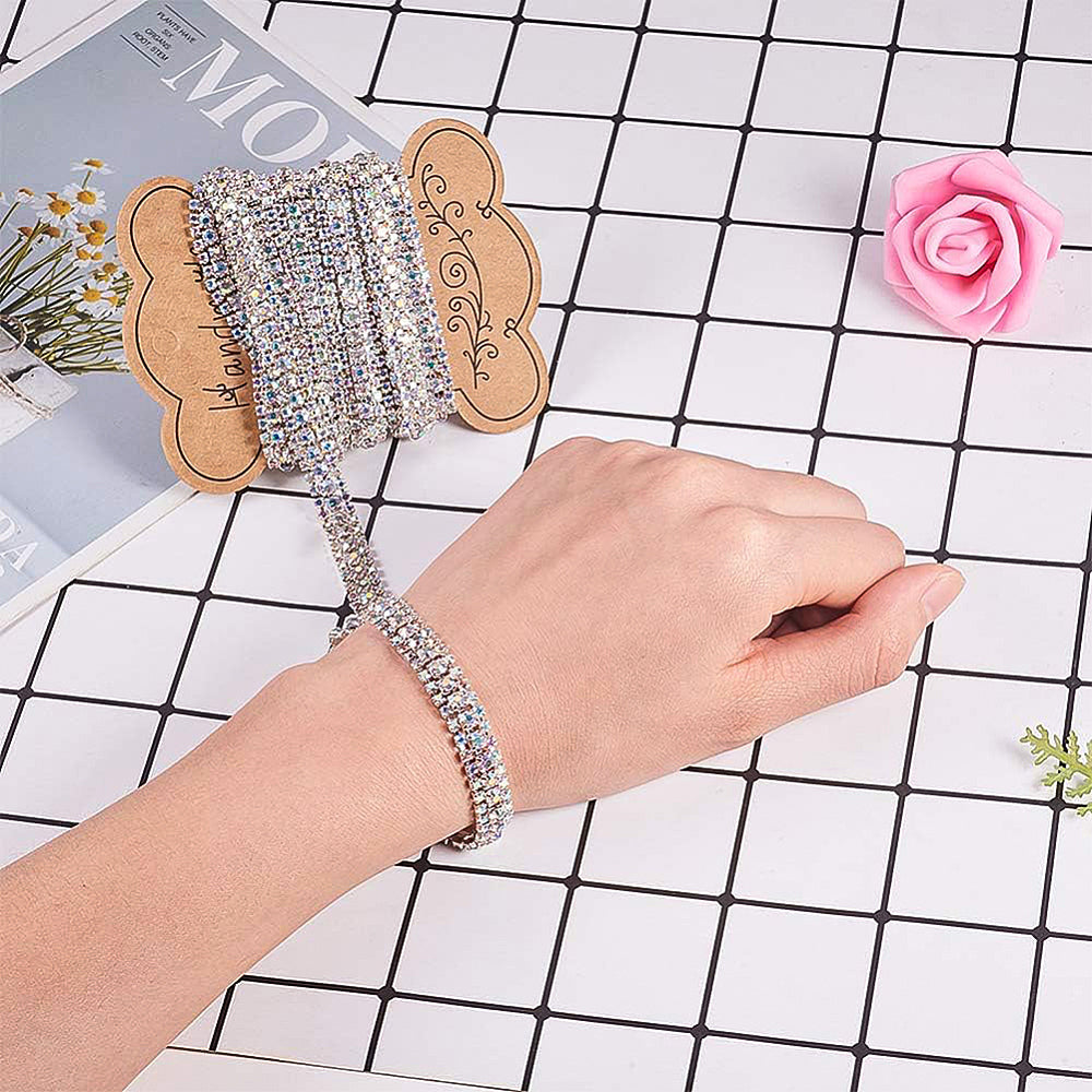 110x75~80x1mm, DIY Tool Sets, Brass Rhinestone Strass Chains. - 2 METRES / Silver