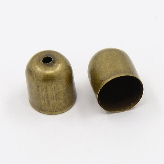 9x8mm, Cord Ends, End Caps, Bell, Antique Bronze - Bronze / 50 Pcs