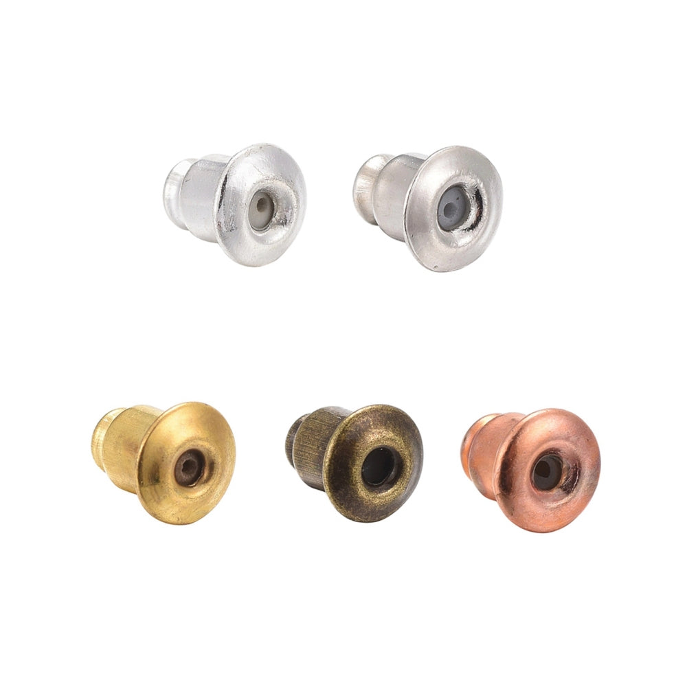 5x5mm, Brass Ear Nuts, Earring Backs, Bullet, Mixed Color - MultiColor / Brass / 50 Pcs