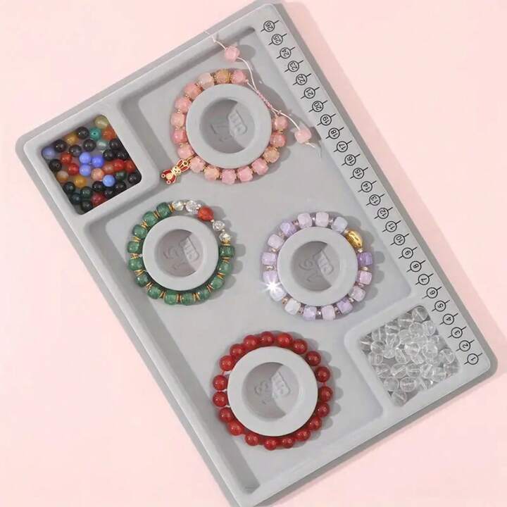 Bracelet Making  Beading Board, Size 7.8x11.4Inch - Grey / Acrylic / 1 pc