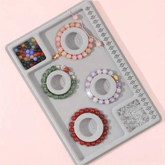 Bracelet Making  Beading Board, Size 7.8x11.4Inch - Grey / Acrylic / 1 pc