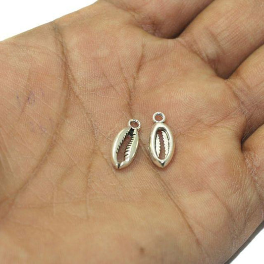 20 Pcs, 17x7mm German Silver Cowrie Beads - Silver / German Silver / 17mm