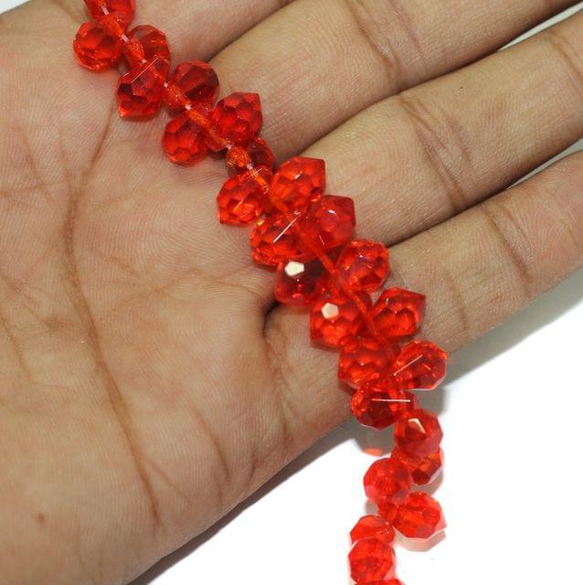 10x7mm Red Crystal Drop Faceted Beads 1 String - Red / 10mm / Drop