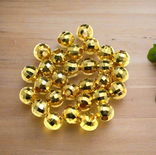 200 Pcs Golden Faceted CCB Beads 6mm - Golden / Acrylic / Round