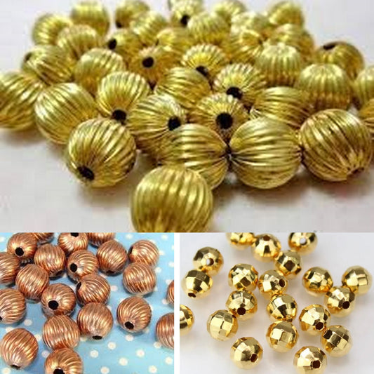 300 Pcs Golden Faceted CCB Beads 6mm - Golden / Acrylic / Round