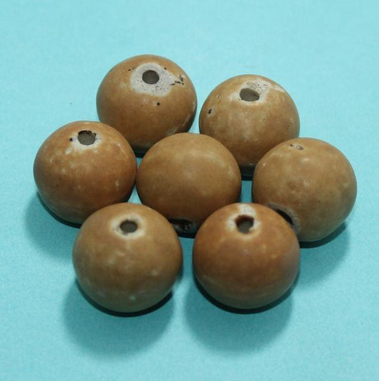 50 Pcs Ceramic Beads Matte Finish Assorted 18x20 mm - Brown / Ceramic / Round
