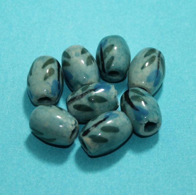 50 Pcs Ceramic Oval Beads 18x13 mm - Sky Blue / Ceramic / Oval