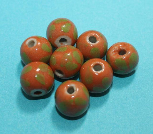 20 Pcs Ceramic Round Beads 16mm - Brown / Ceramic / Round