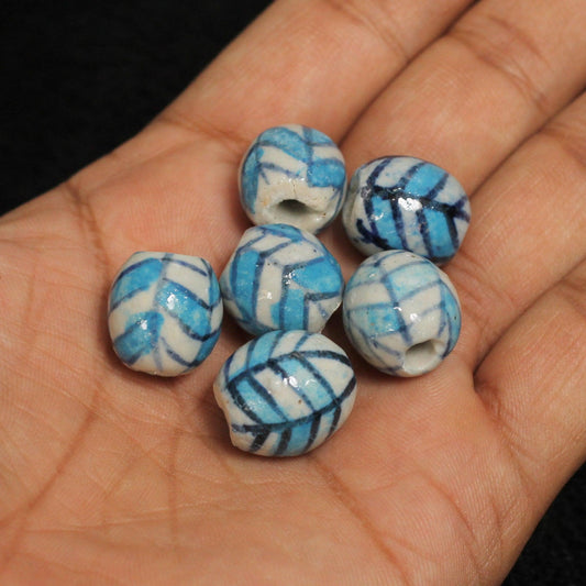 10 Pcs, 16x15mm Ceramic Oval Beads Sky Blue - Blue / Ceramic / Oval