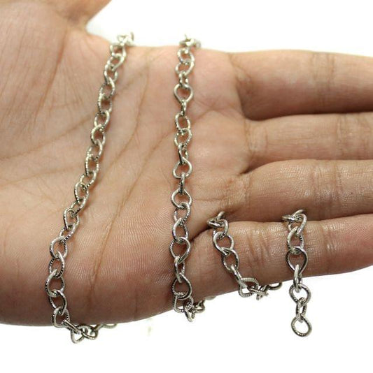 100 gm, 6x5mm Metal Chain - Silver / Iron / 100 gm