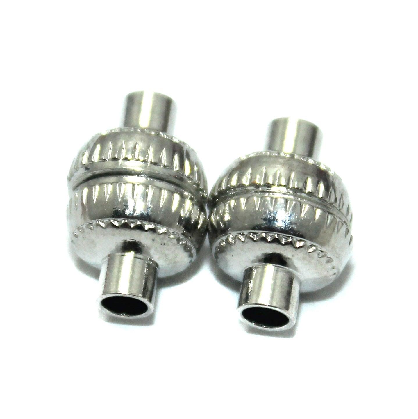 5 Pcs,10x3mm Magnetic Leather Clasps - Silver / Brass