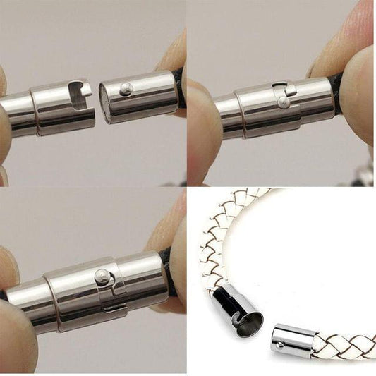 14x3mm Magnetic Clasps Leather Cord Connectors Silver - Silver / Brass / 5 Pcs
