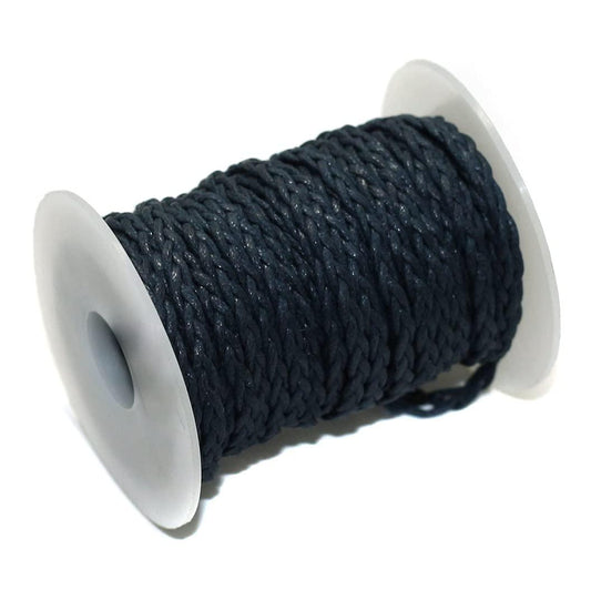 10 Mtrs 3 Ply Braided String Cotton Cords Rope 3mm - Dark Blue / Cotton / 1mm