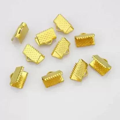 5mm Ribbon Clamp Crimp Ends With Loop Golden - Golden / 5mm / 20 Pcs