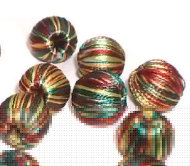 25 Crochet Round Beads Assorted 10 mm - MultiColor / Thread / Round
