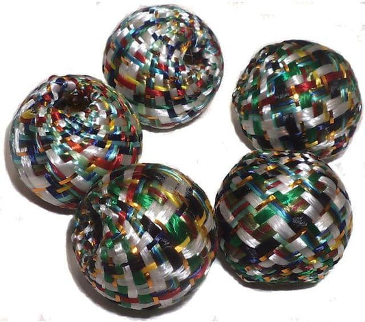10 Crochet Round Beads Assorted 22 mm - MultiColor / Thread / Round