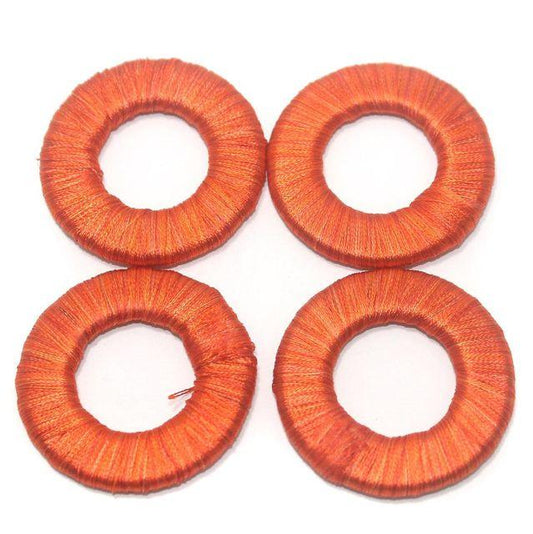 25 Pcs. Crochet Ring Orange 40 mm - Orange / Thread / Round