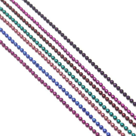 Metal Color Ball Chain For Silk Thread Jewellery Making 7 Colors Combo 1mm , Each 1Mtr - MultiColor / 1mm / Iron