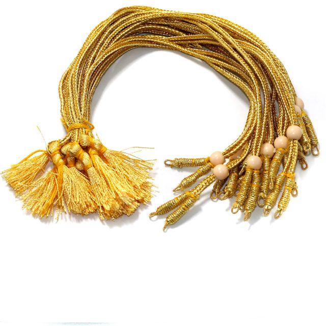 4 Pcs Zari Necklace Backrope Dori - Golden / Zari