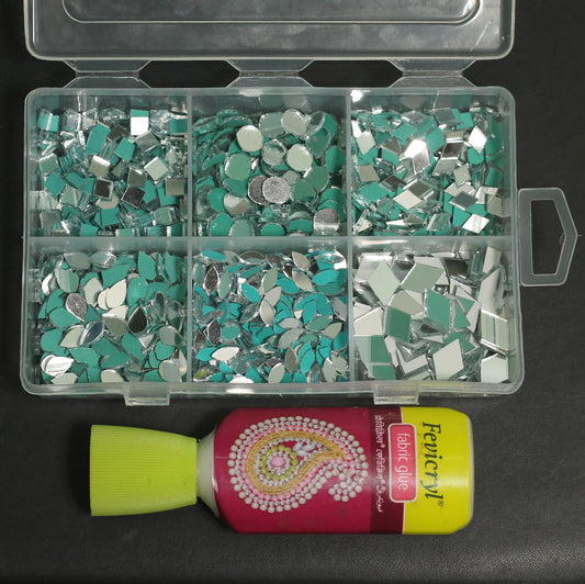 1400 Pcs, Mirror For Craft Work and DIY Lippan Art / Mandala Art With Fabric Glue - Glass