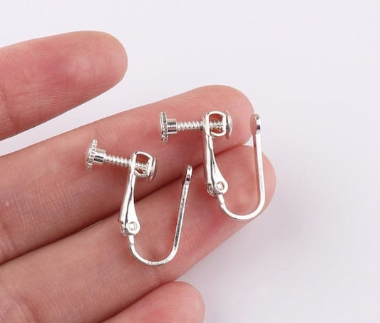 9x15mm, Silver Clip on Earring - Silver