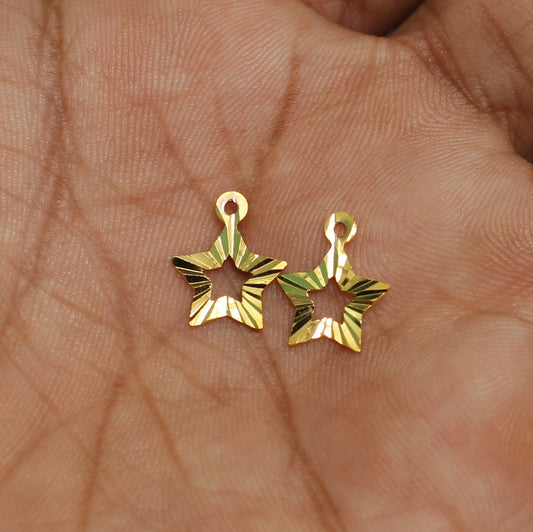 10mm Brass Star Charms - Silver / Brass / 10 Pcs [ Rs 7.5 / Piece ]