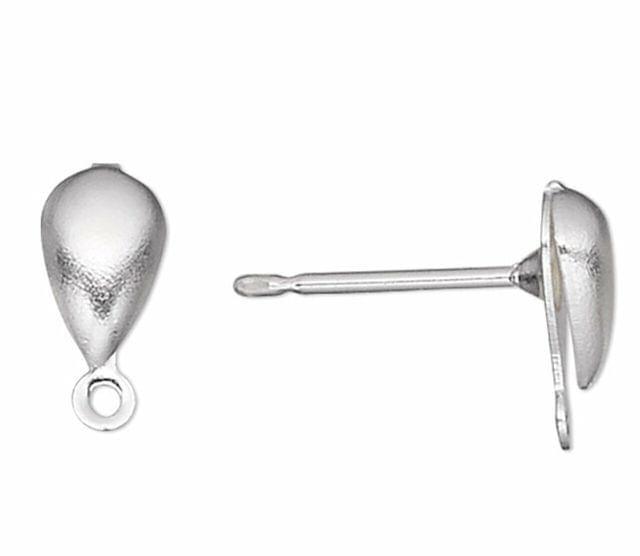 5 Pairs Teardrop Ball With Closed Loop Earring Posts, Size 9x4mm - Silver / 4mm / Iron