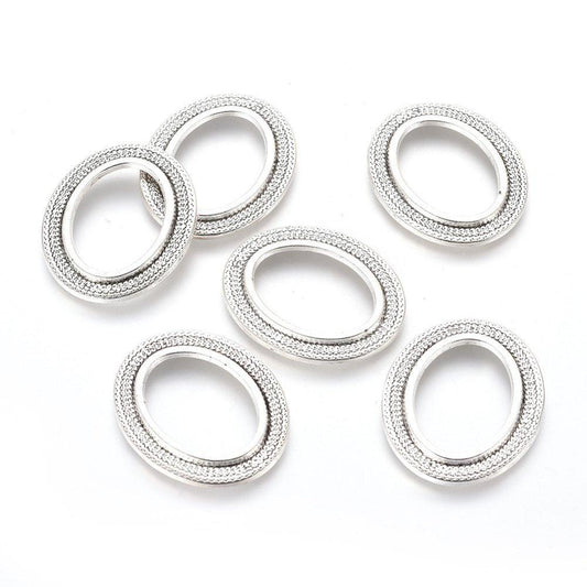 Alloy Linking Rings Oval Antique Silver 33x27mm - Silver / Oval / 10 Pcs