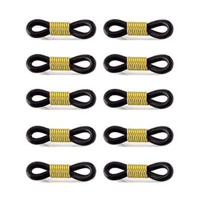 10 Pcs Eyeglass Chain Rubber Ends - Golden / 0.75 Inch / Rubber