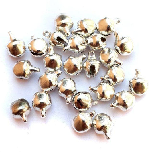 100 Pcs, 10mm Embellishments Jingle Bell Ghungroo Beads - Silver / 10mm / Iron