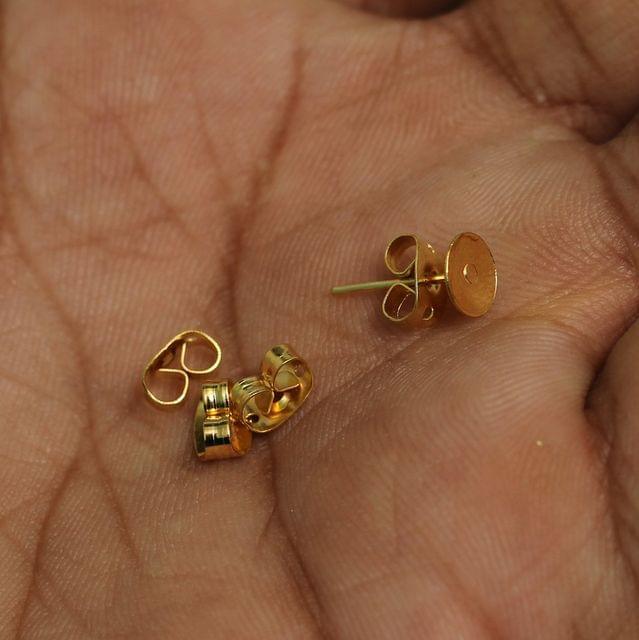 6mm Golden  Earring Posts - 6mm / Iron / 25 Pairs
