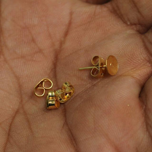 6mm Golden  Earring Posts - 6mm / Iron / 25 Pairs