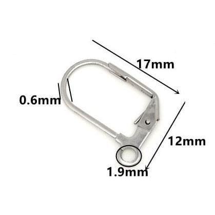 Earring Hooks Lever Back Open Loop - Silver / Brass / 2 Pair [ Rs 32.5 / Pair ]