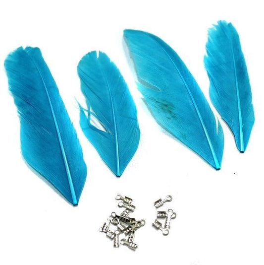 80+ Premium Jewellery Making Feathers Sky Blue - Sky Blue / Feather / Leaf