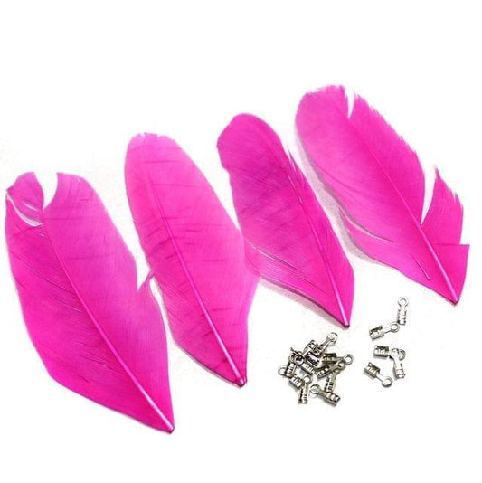 80+ Premium Jewellery Making Feathers Magenta - Magenta / Feather / Leaf