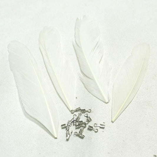 80+ Premium Jewellery Making Feathers White - White / Feather / 80 Pcs