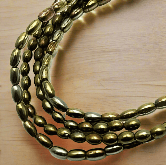 5 Strings Glass Oval Beads ( GD ) 4 mm - Golden / Glass / Oval