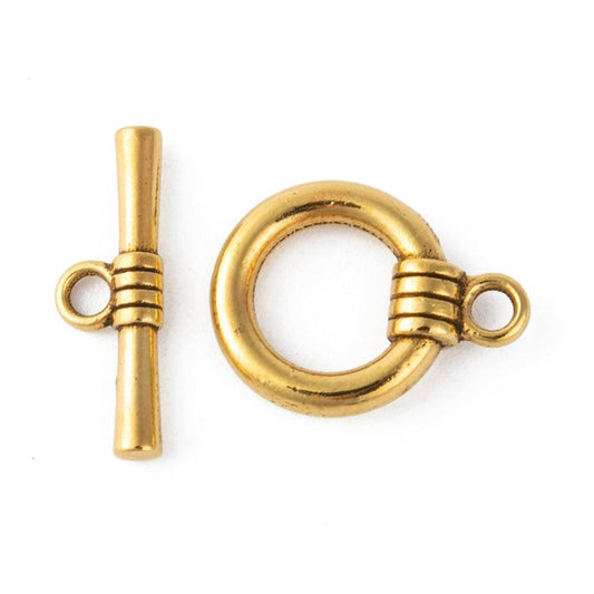 Tibetan Ring Toggle Clasps - 5 Set / Golden