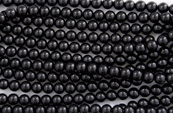 Glass Round Beads 3mm - Black / 10 Strings / Round