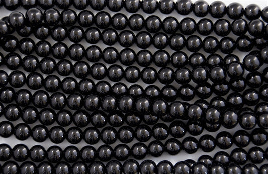 Glass Round Beads 3mm - Black / 10 Strings / Round