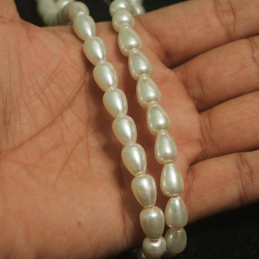 11X8mm Glass Pearl Drop Beads - 11mm