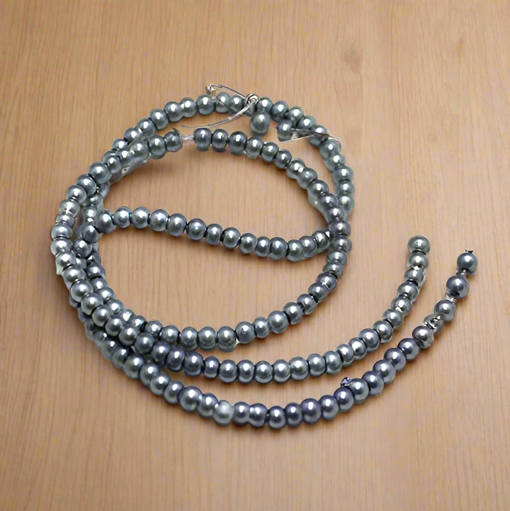 2.5mm Glass Pearl Beads - Grey / Glass / Round