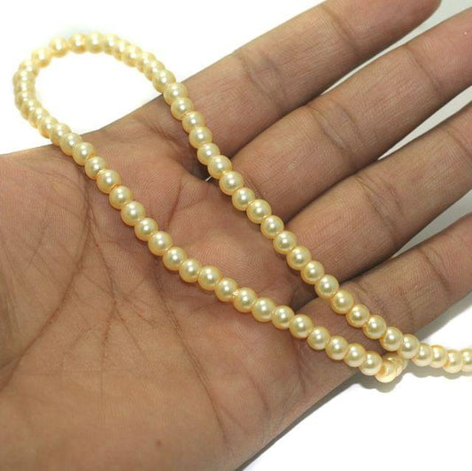 Glass Pearl Round Beads - Ivory / Round / 5mm