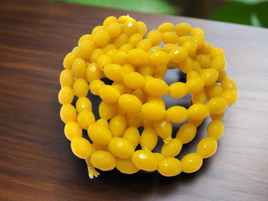 17x12 mm Faceted Glass Oval Beads - Yellow / 17mm / Oval