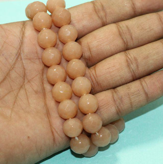 12mm Crystal Faceted Round Beads Peach - Peach / 12mm / Round