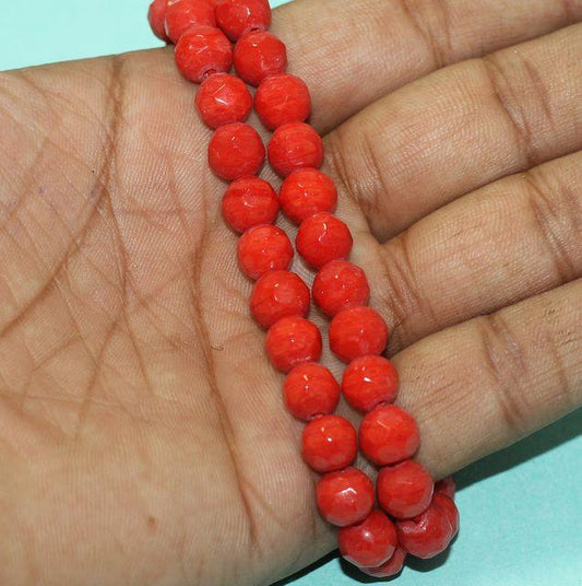 Crystal Faceted Round Beads Red - Red / 8mm / Round